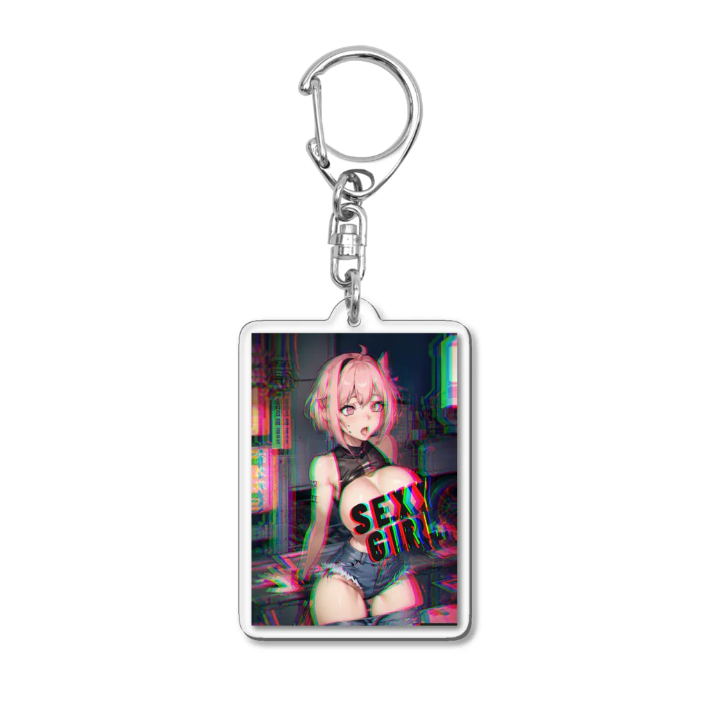 adultistのサイバーピンクセクシーガール Acrylic Key Chain