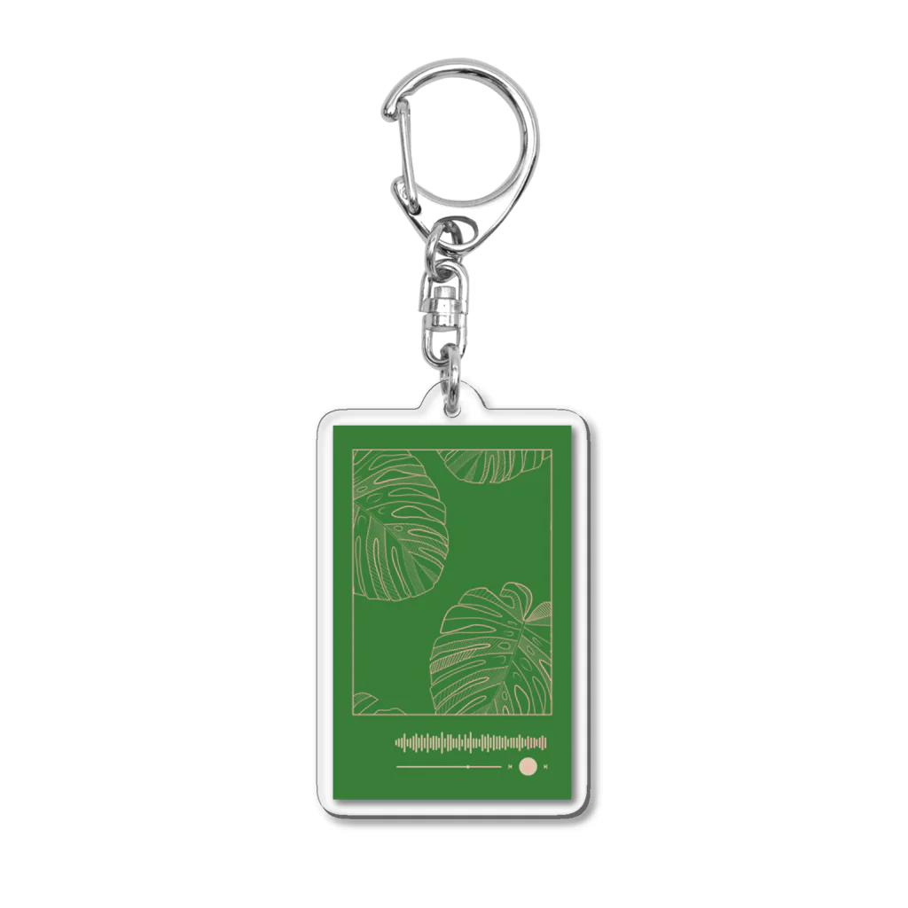 Lutrinaeのモンステラ / Monstera × Music Player Green【縦長】 Acrylic Key Chain