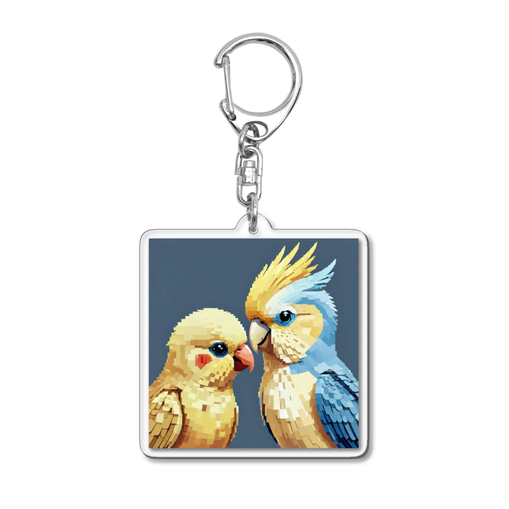 インコグッズのオカメインコとセキセイインコ Acrylic Key Chain