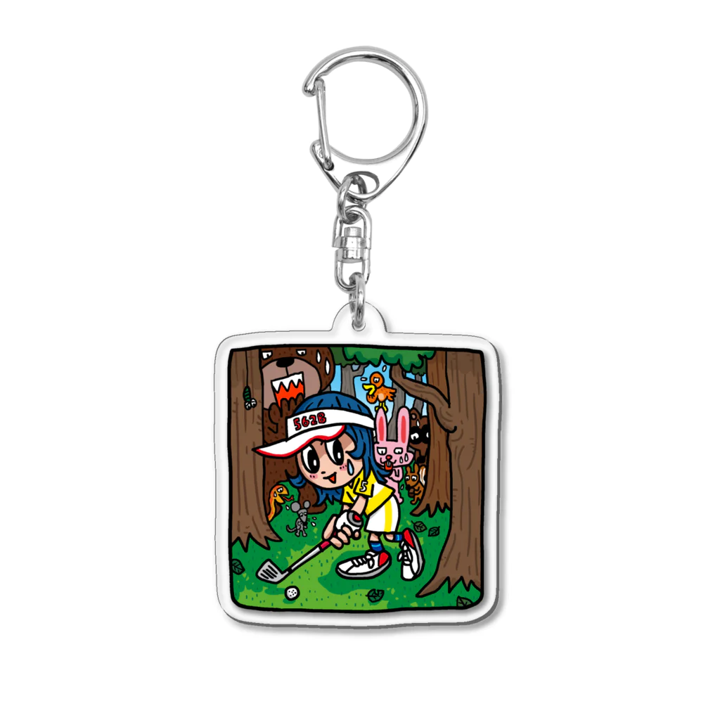 ゴルフバカイラストレーター野村タケオのNOM SHOPの森のトラブルショット Acrylic Key Chain