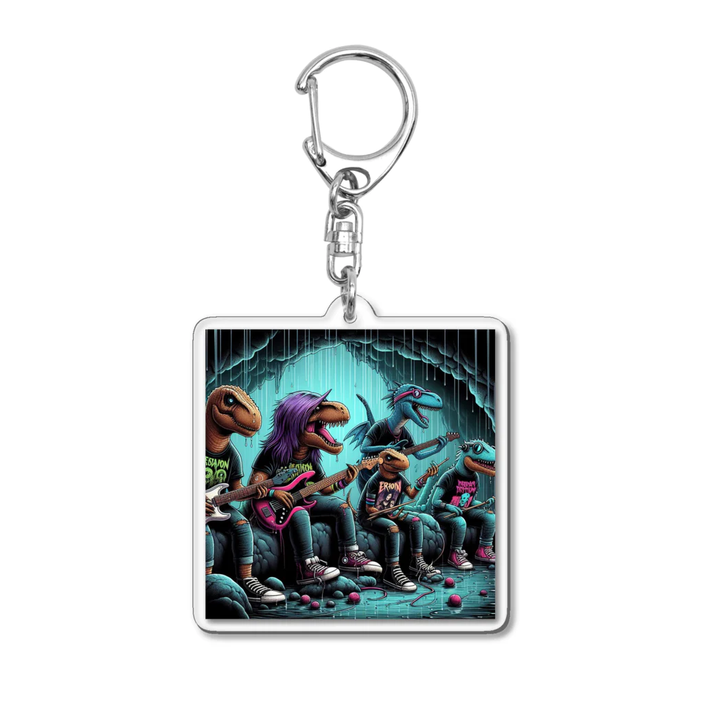 momonekokoのROCKな恐竜 Acrylic Key Chain