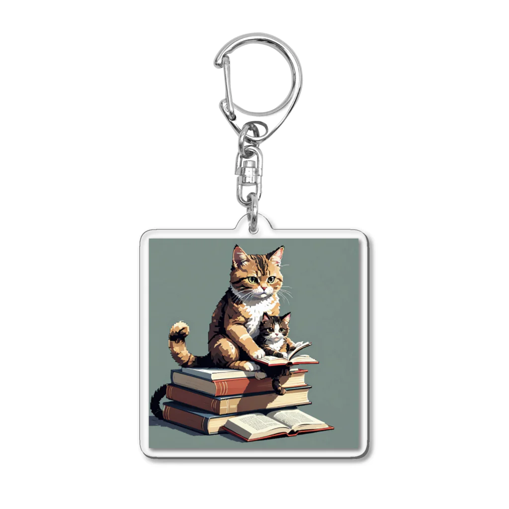 三毛猫shopの本を読む猫 Acrylic Key Chain