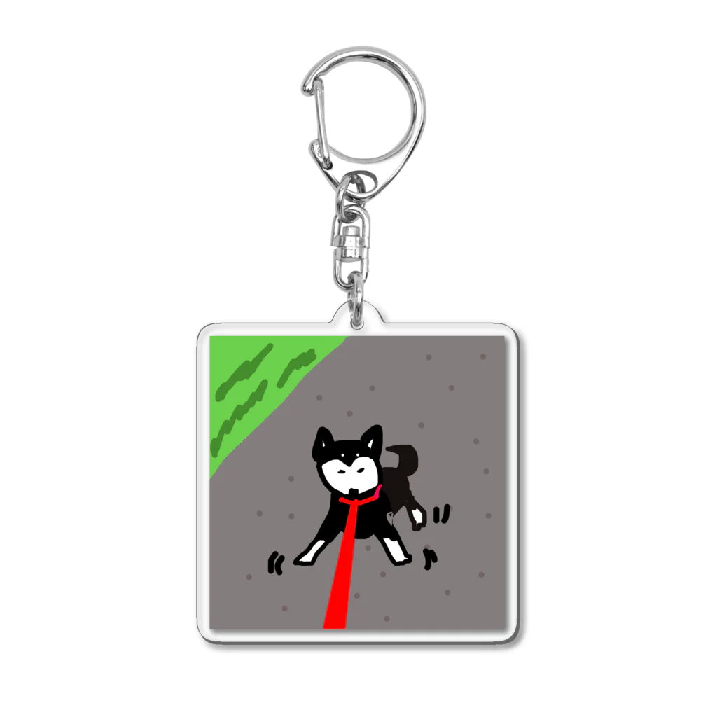 ペコりんショップの黒柴散歩拒否 Acrylic Key Chain