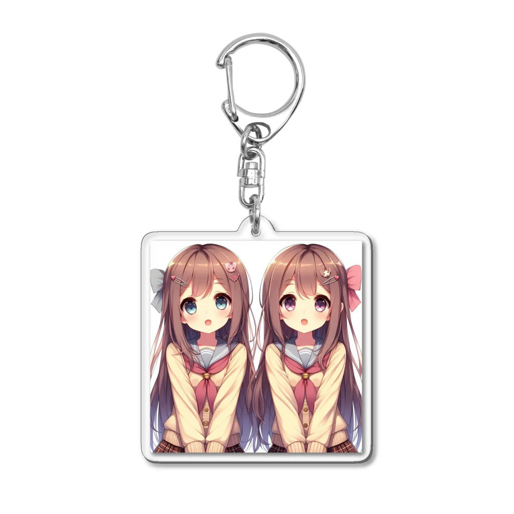 seigi2oo2の愛らしい可愛い双子の姉妹 Acrylic Key Chain