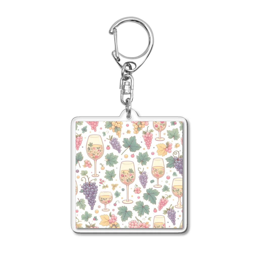 MOONY'S Wine ClosetのWine and Grapes Acrylic Key Chain