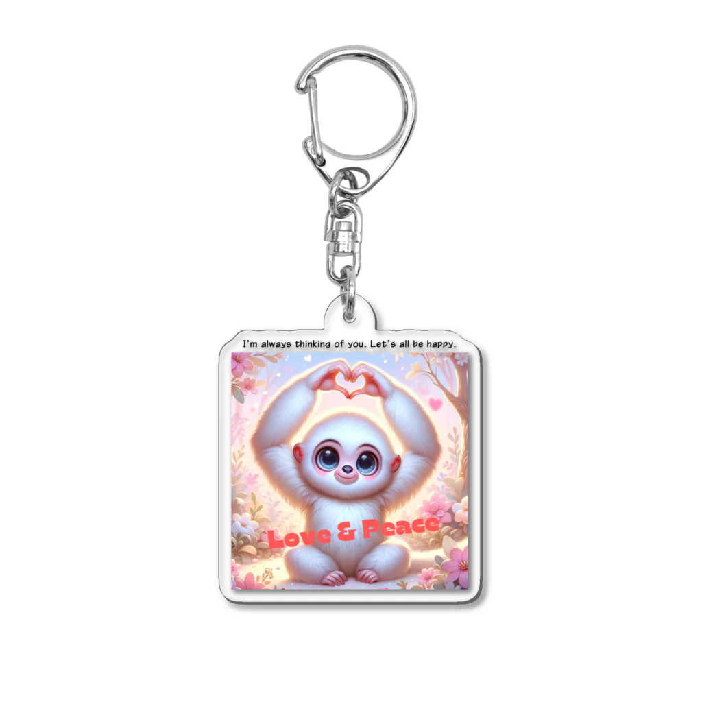 dreamy-designのLOVE&PEACE　シロテナガザルくん Acrylic Key Chain