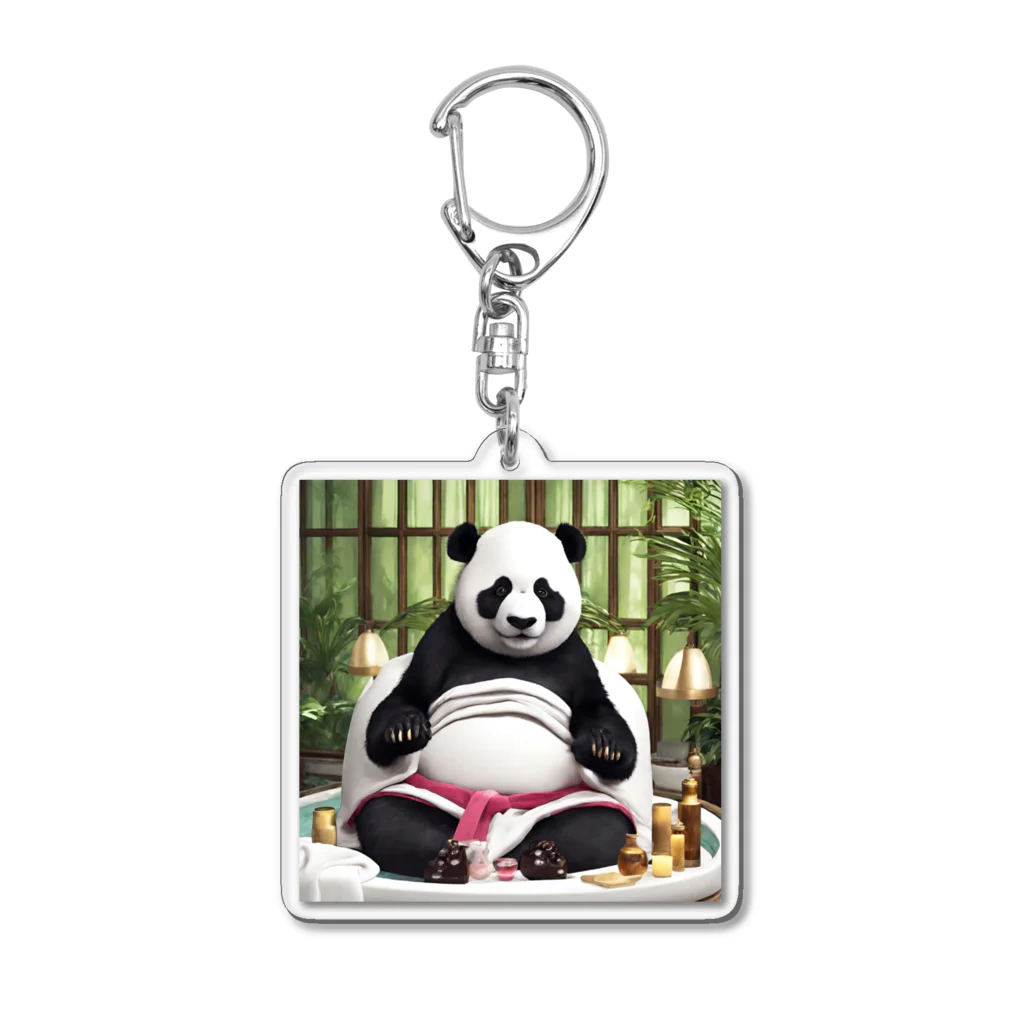 大人な動物のお店のラグジュアリーホテルでスパを受ける成金パンダ Acrylic Key Chain