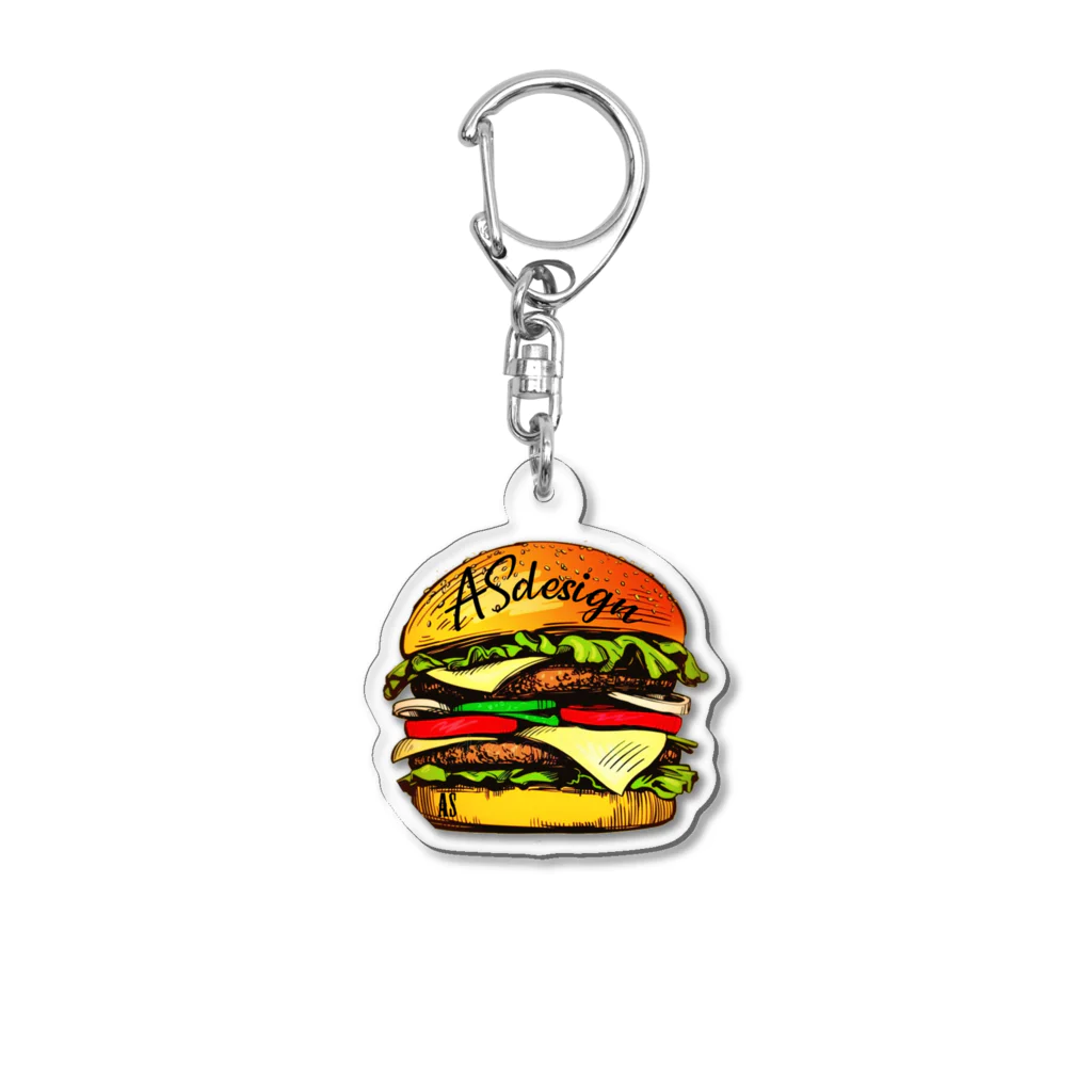 ASDESIGNのアメリカンバーガーデザイン Acrylic Key Chain