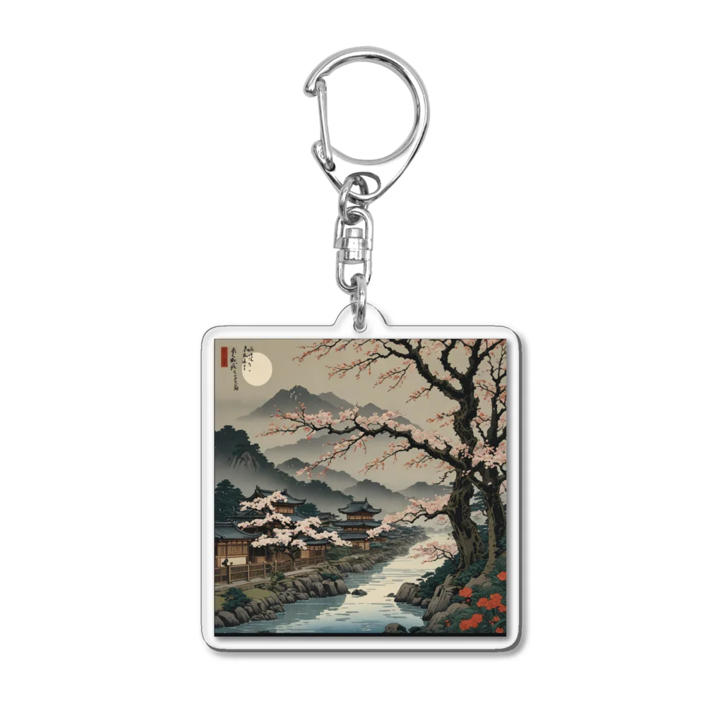 rit=ndの浮世絵　桜と月 Acrylic Key Chain