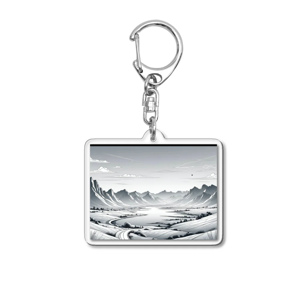 aICreationのモノクロの雪景色 Acrylic Key Chain