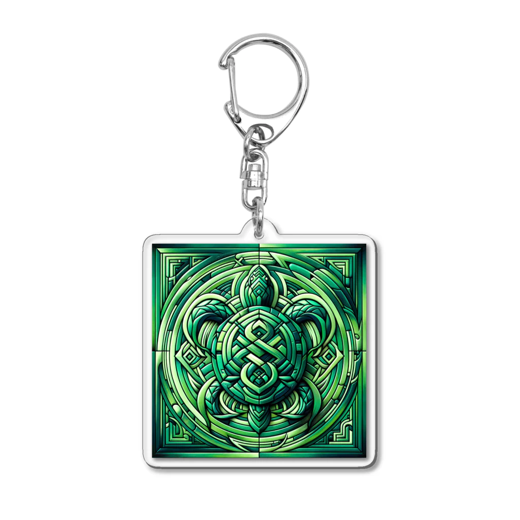 トトベス(T∴B∴M∴)🕊️の🐢玄武エメラルド護符🐍健康祈願、グラウンディング Acrylic Key Chain