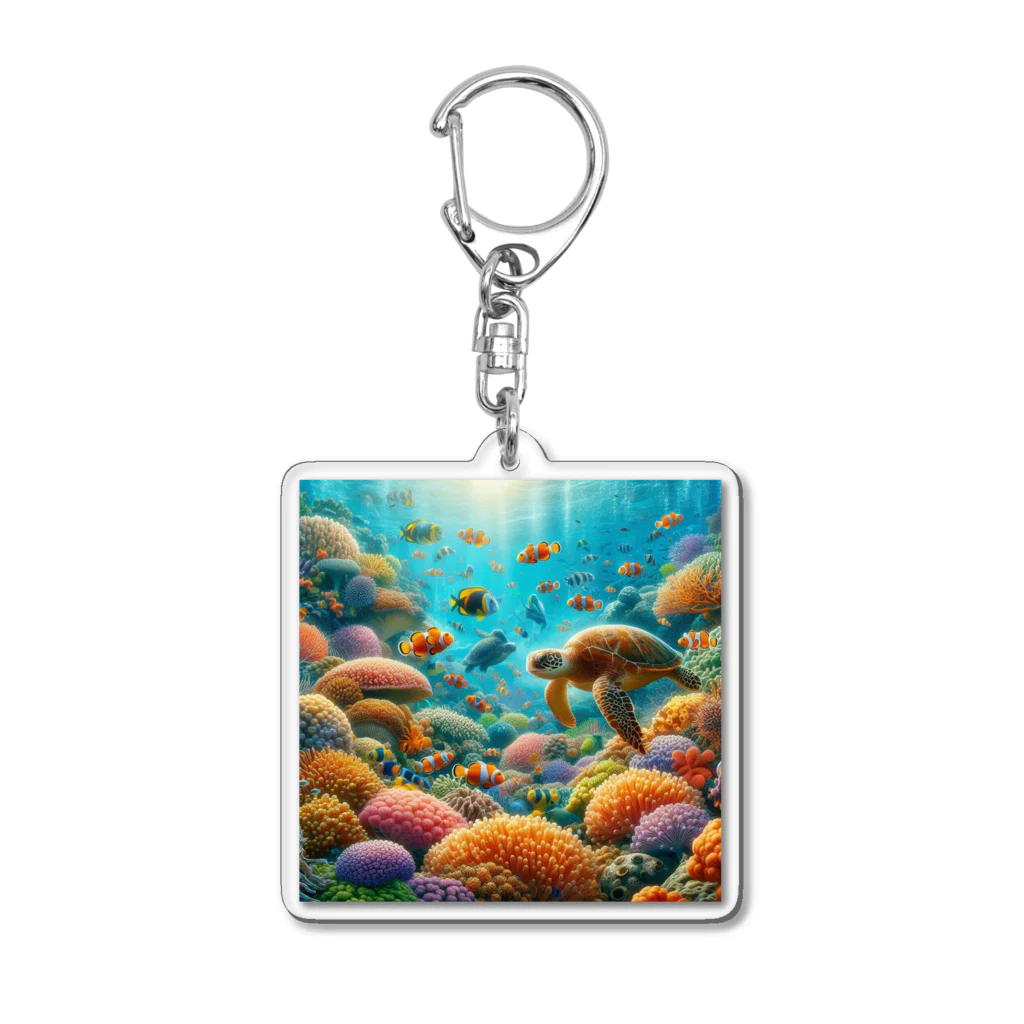 koucheru"s shopのカメの遊び Acrylic Key Chain