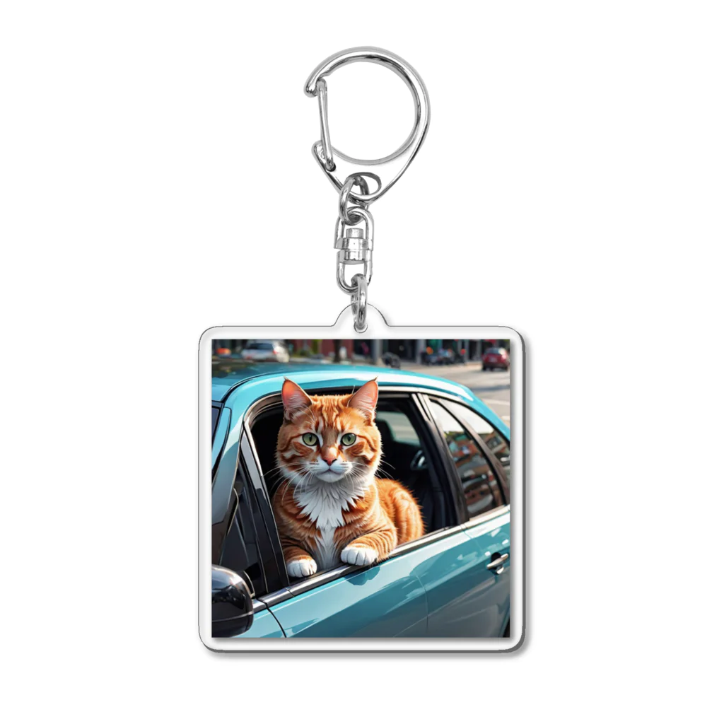 Kobayashi Kayoのドライブ中の猫 Acrylic Key Chain