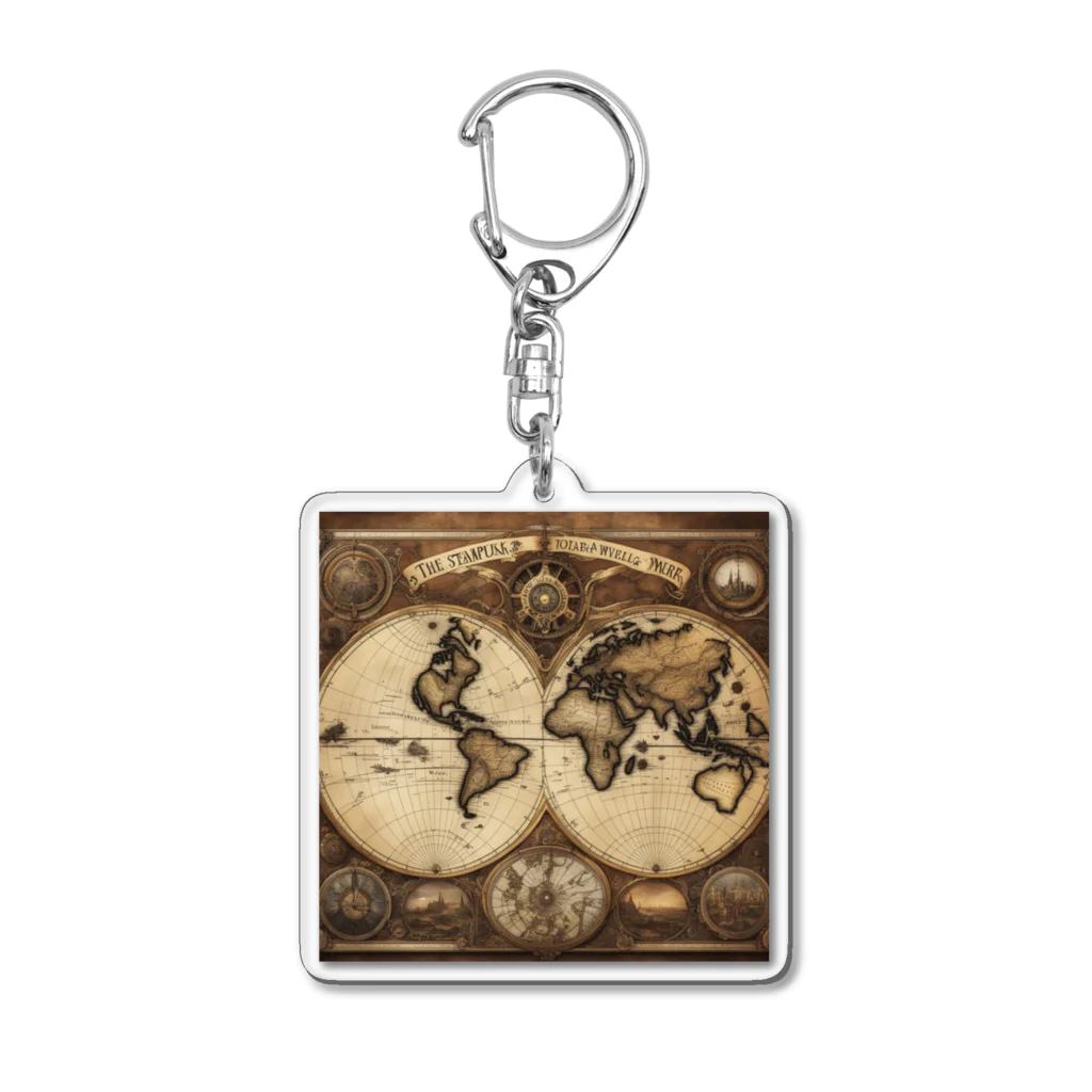 Steampunk Creations屋のスチームパンク世界地図 Acrylic Key Chain