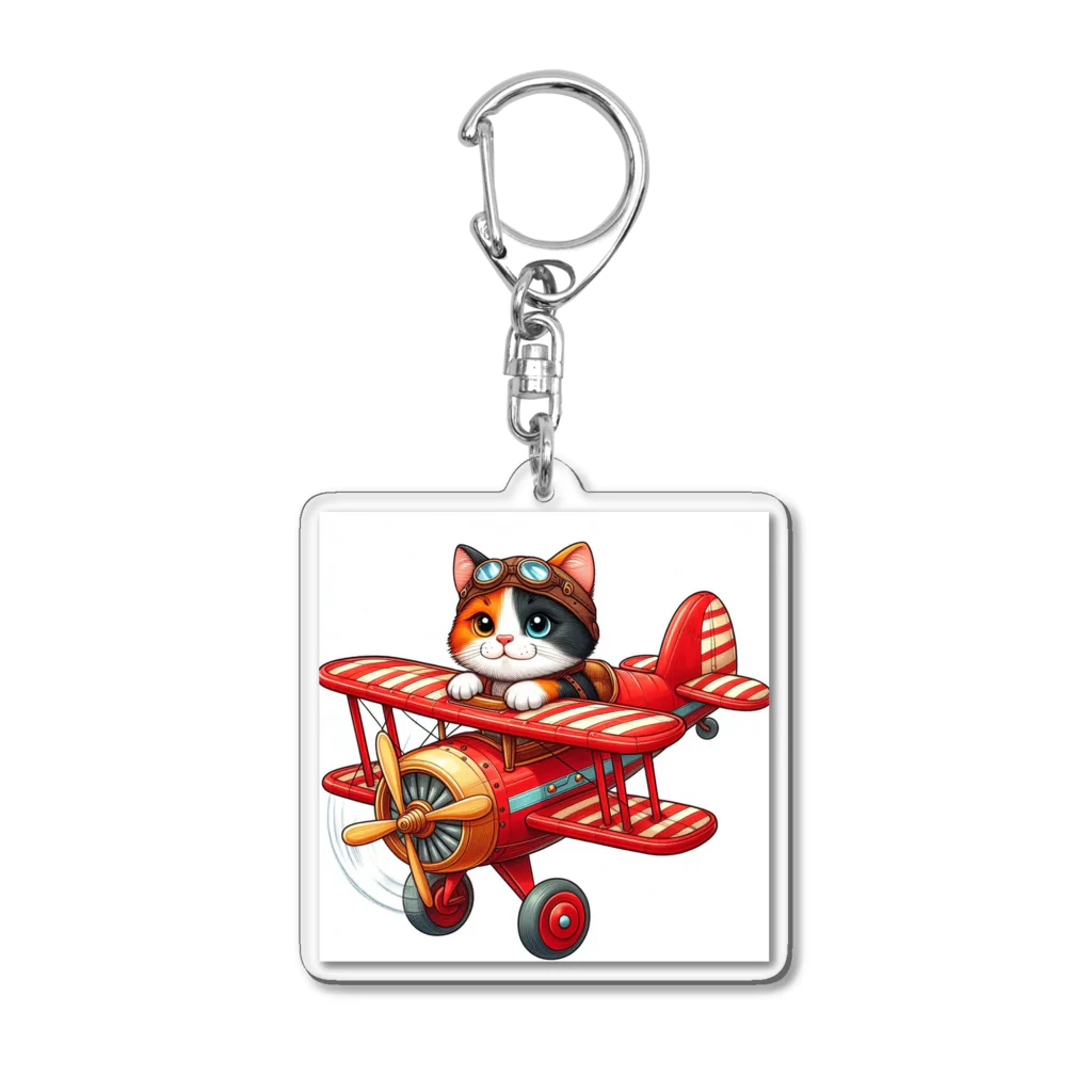 calico starの三毛猫プクちゃん　飛行機 Acrylic Key Chain