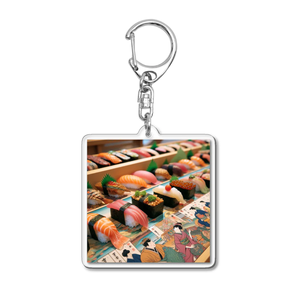 日本の風景 COOL JAPANの日本の風景:江戸前寿司、Japanese scenery: Edomae sushi Acrylic Key Chain