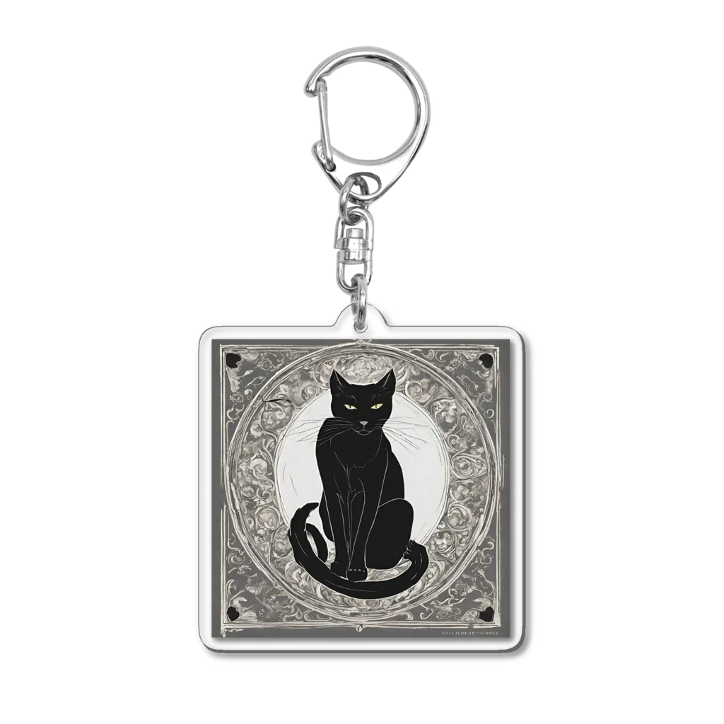 動物デザイングッズの黒猫 Acrylic Key Chain