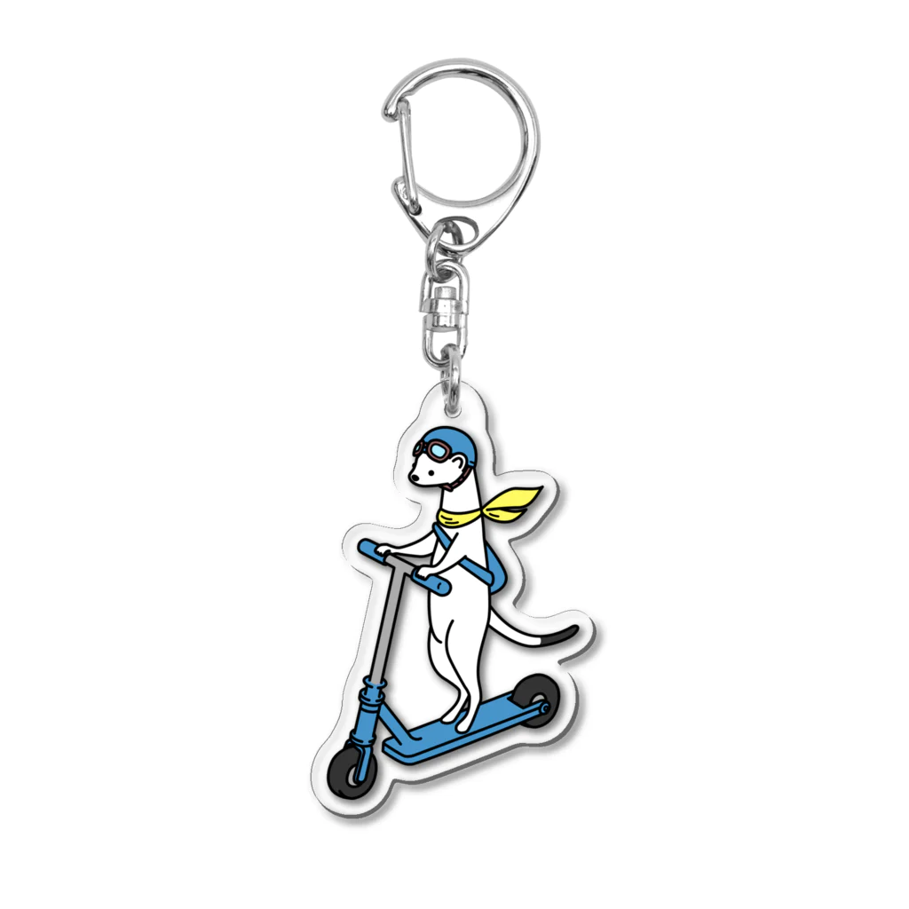 QROOVYのキックボードに乗るオコジョさん（文字無し） Acrylic Key Chain