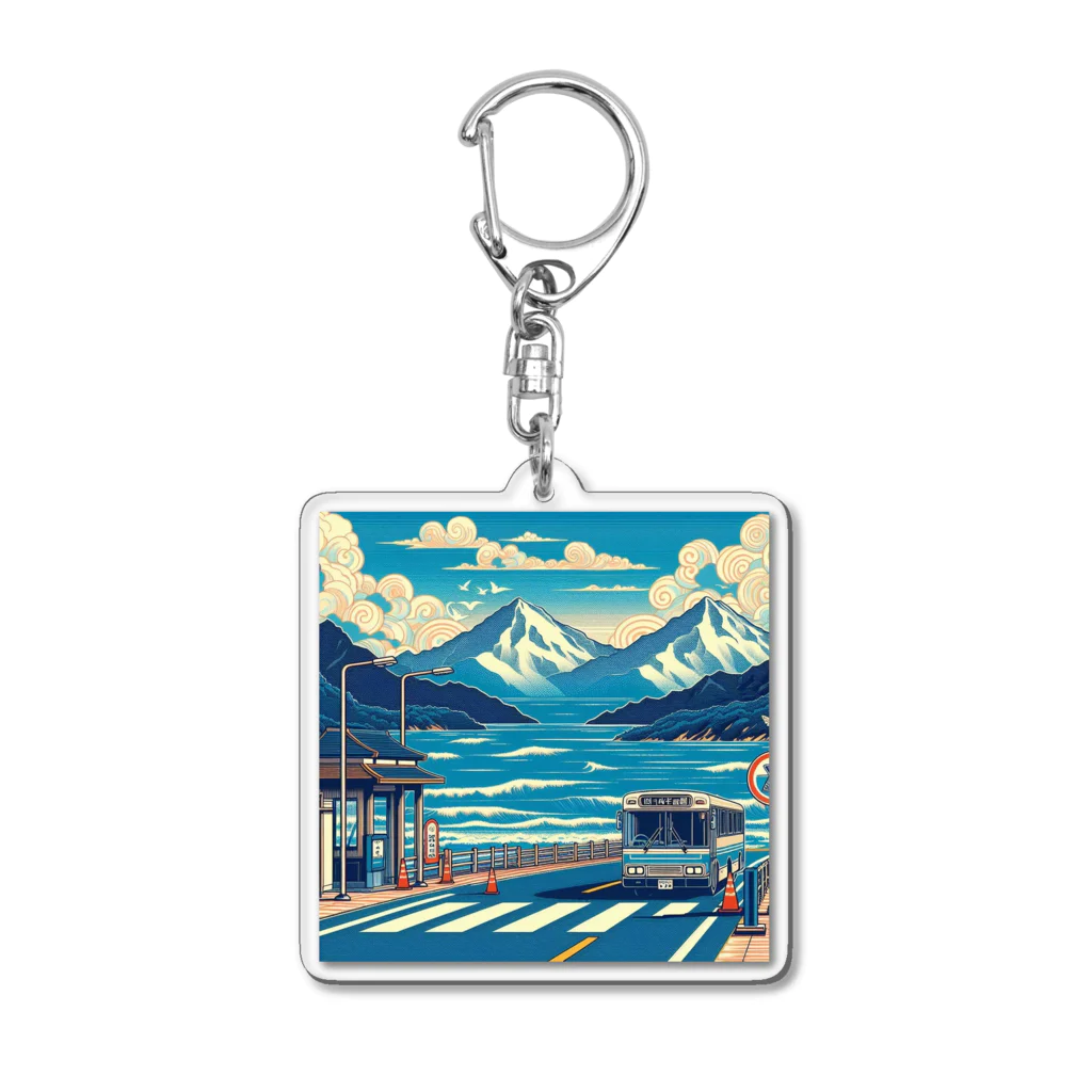 日本の風景 COOL JAPANの日本の風景:夏にバス旅行、ｊapanese scenery: Bus trip in summer Acrylic Key Chain