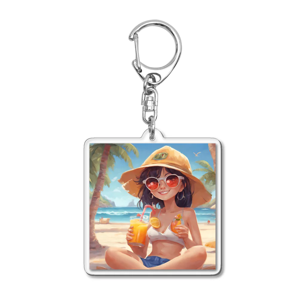 Chama's shopのビーチガール Acrylic Key Chain