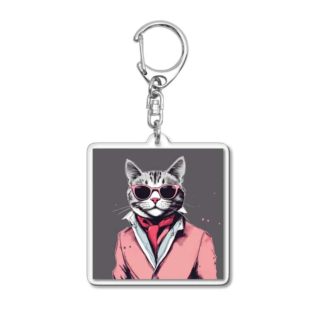 チャランコの部屋のダンディーねこさん Acrylic Key Chain