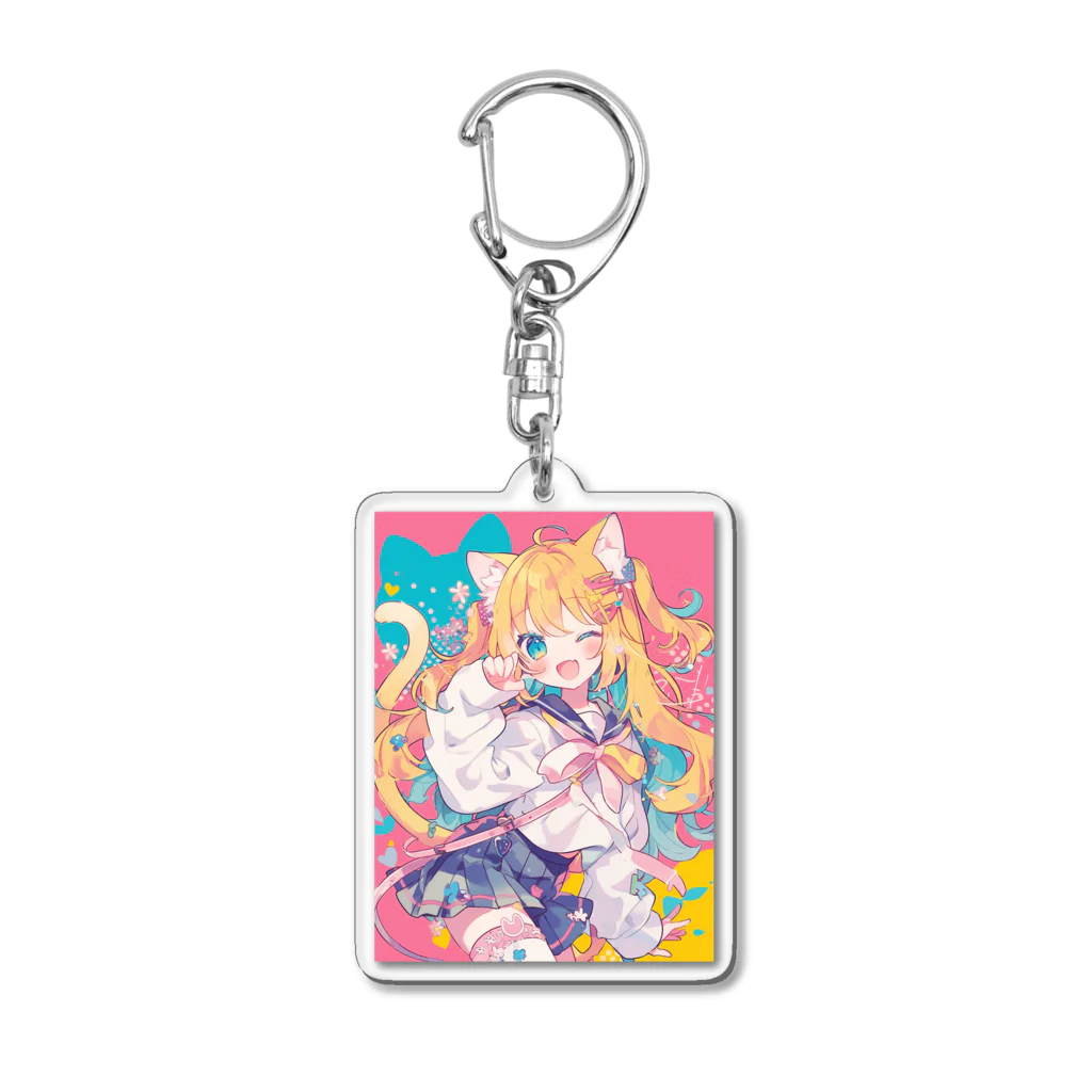 no_mi_Ke08のカラフルな猫耳の女の子のキャラクター Acrylic Key Chain