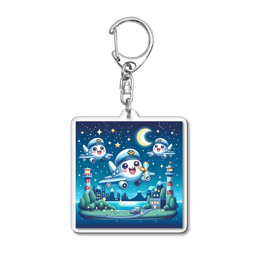 キャラクターズのキラキラ夜景飛行くん Acrylic Key Chain