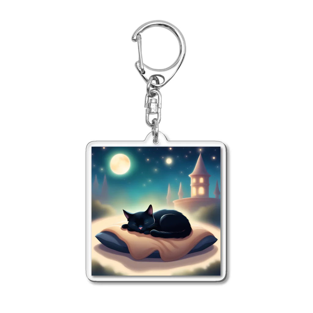 黒猫マメちゃんの魅惑ショップの可愛い黒猫のキャラクターグッズ Acrylic Key Chain