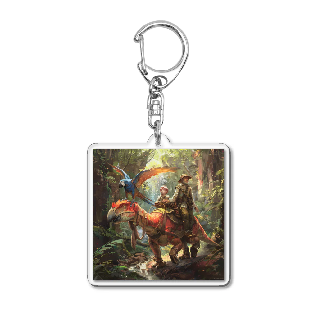 AQUAMETAVERSEの恐竜に乗ってジヤングル探険　なでしこ1478 Acrylic Key Chain