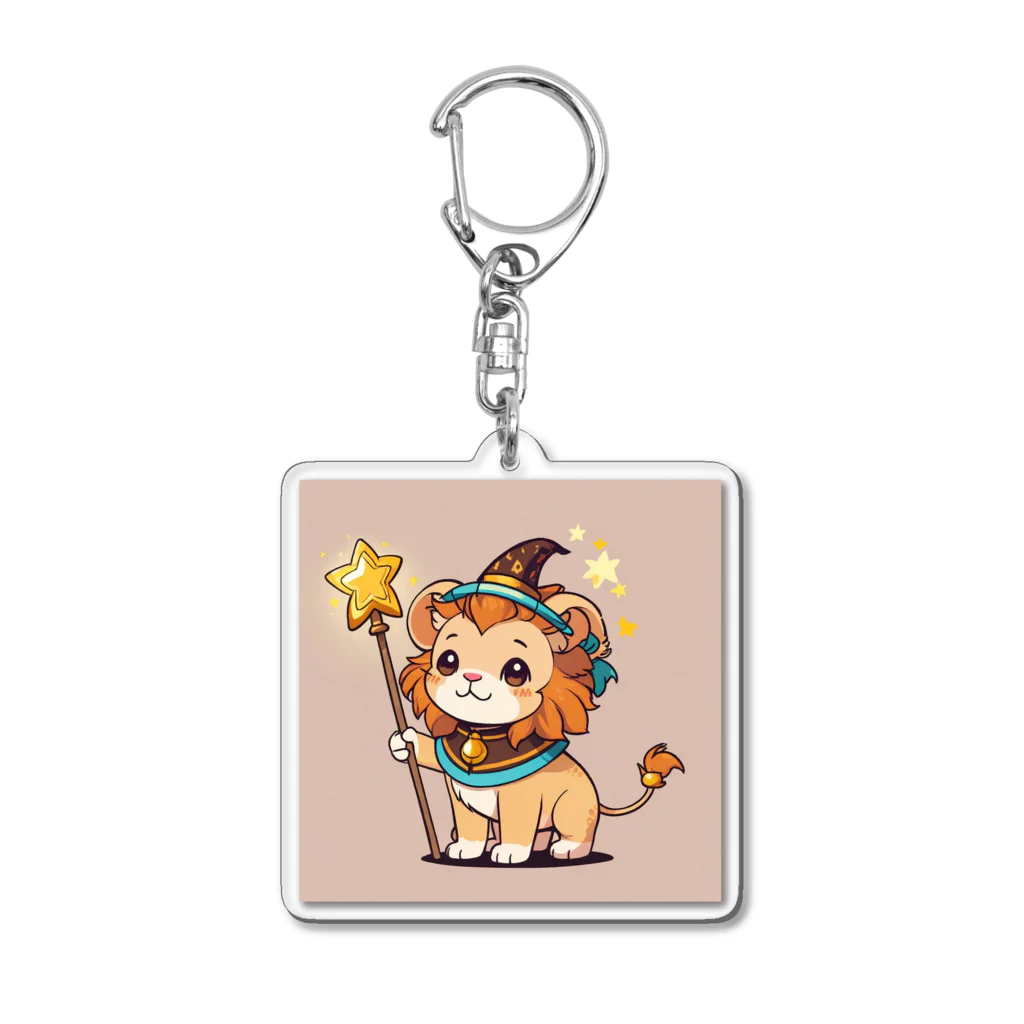 ganeshaの魔法の杖を持ったかわいいライオン Acrylic Key Chain