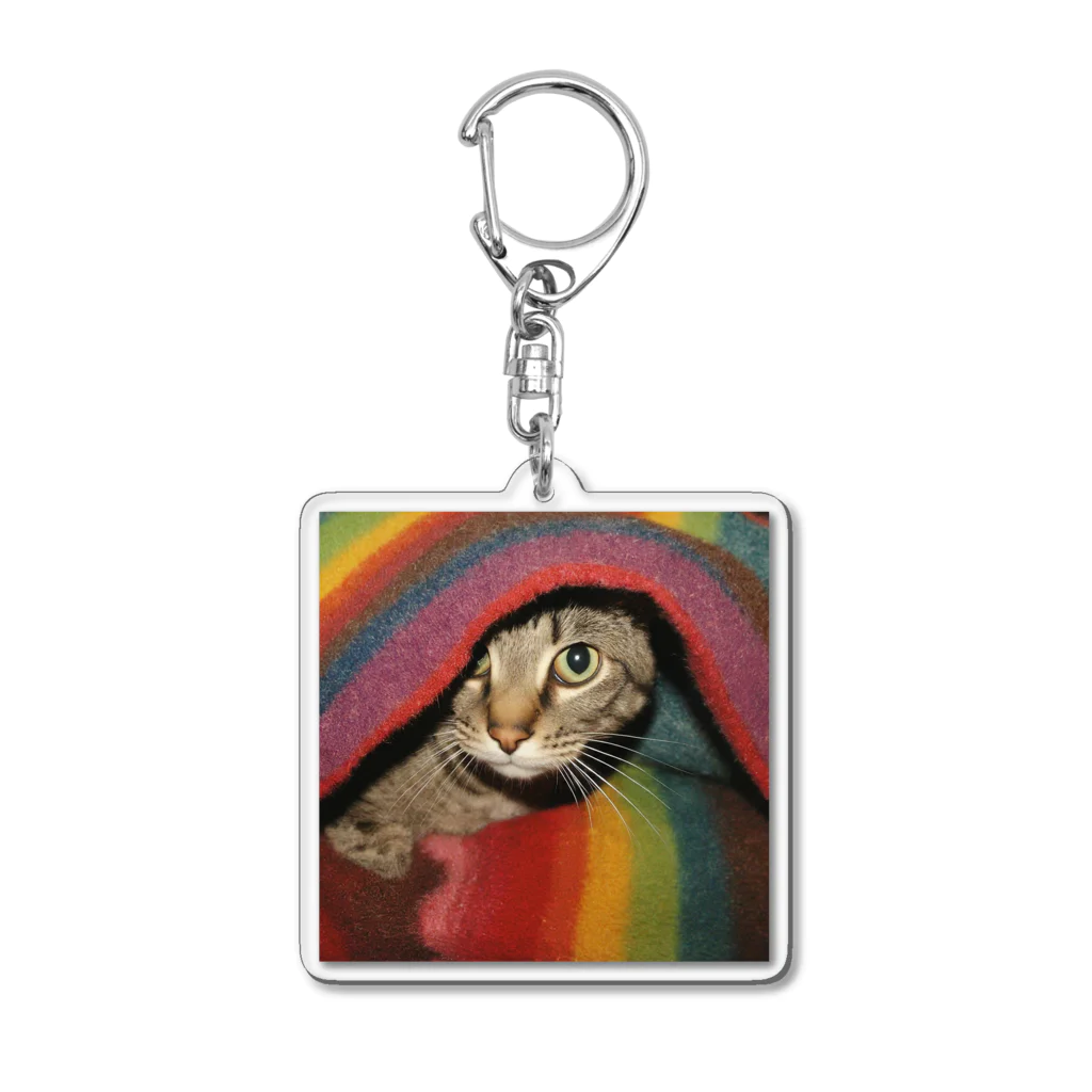 【生涯独身】僕と♀猫アテナのブランケット猫 Acrylic Key Chain