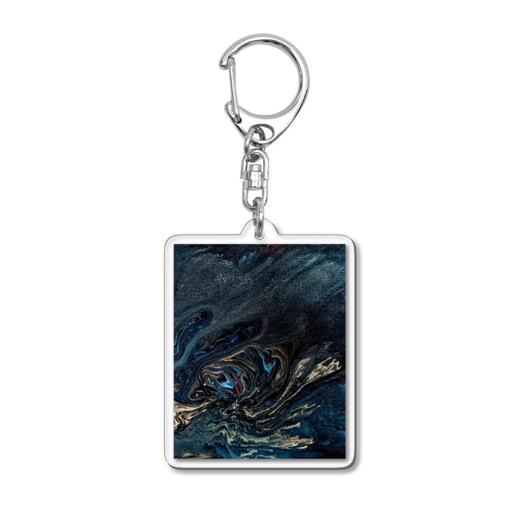 夜のアトリエのフルイドアートグッズ　夜の大海と夜の巨龍 Acrylic Key Chain