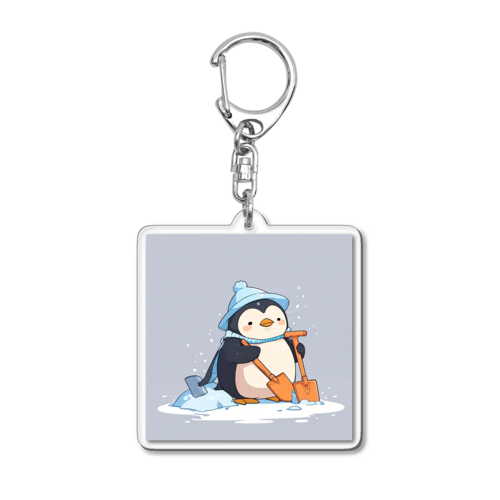 ganeshaのかわいいペンギンとおもちゃのシャベル Acrylic Key Chain