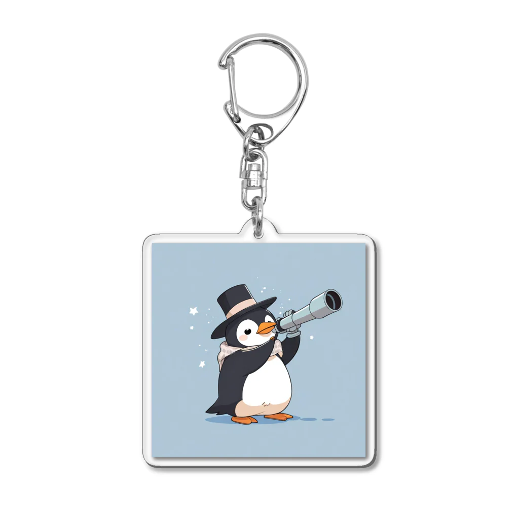 ganeshaのおもちゃの望遠鏡でかわいいペンギンに会おう Acrylic Key Chain