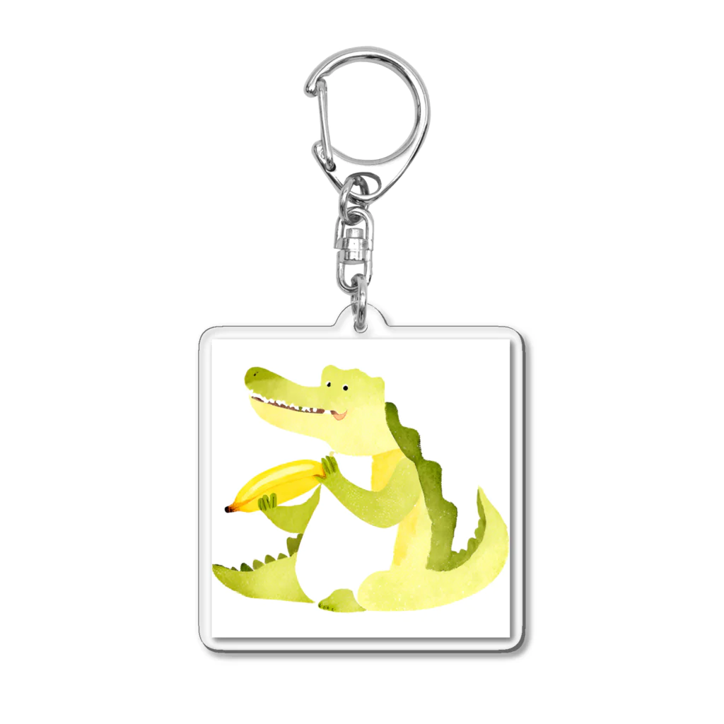 Juneのバナナを食べながら物思いにふけるワニ Acrylic Key Chain