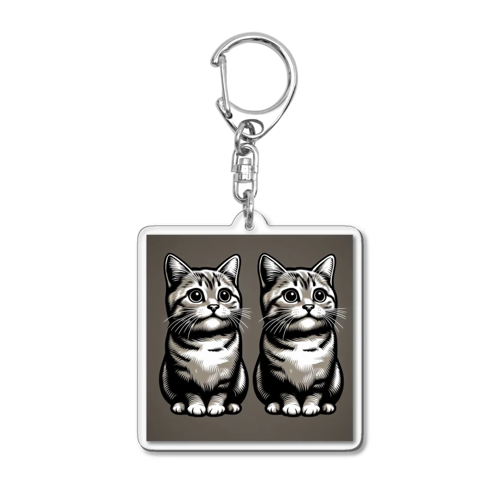 Putting love into animals.shopの双子座の猫 Acrylic Key Chain