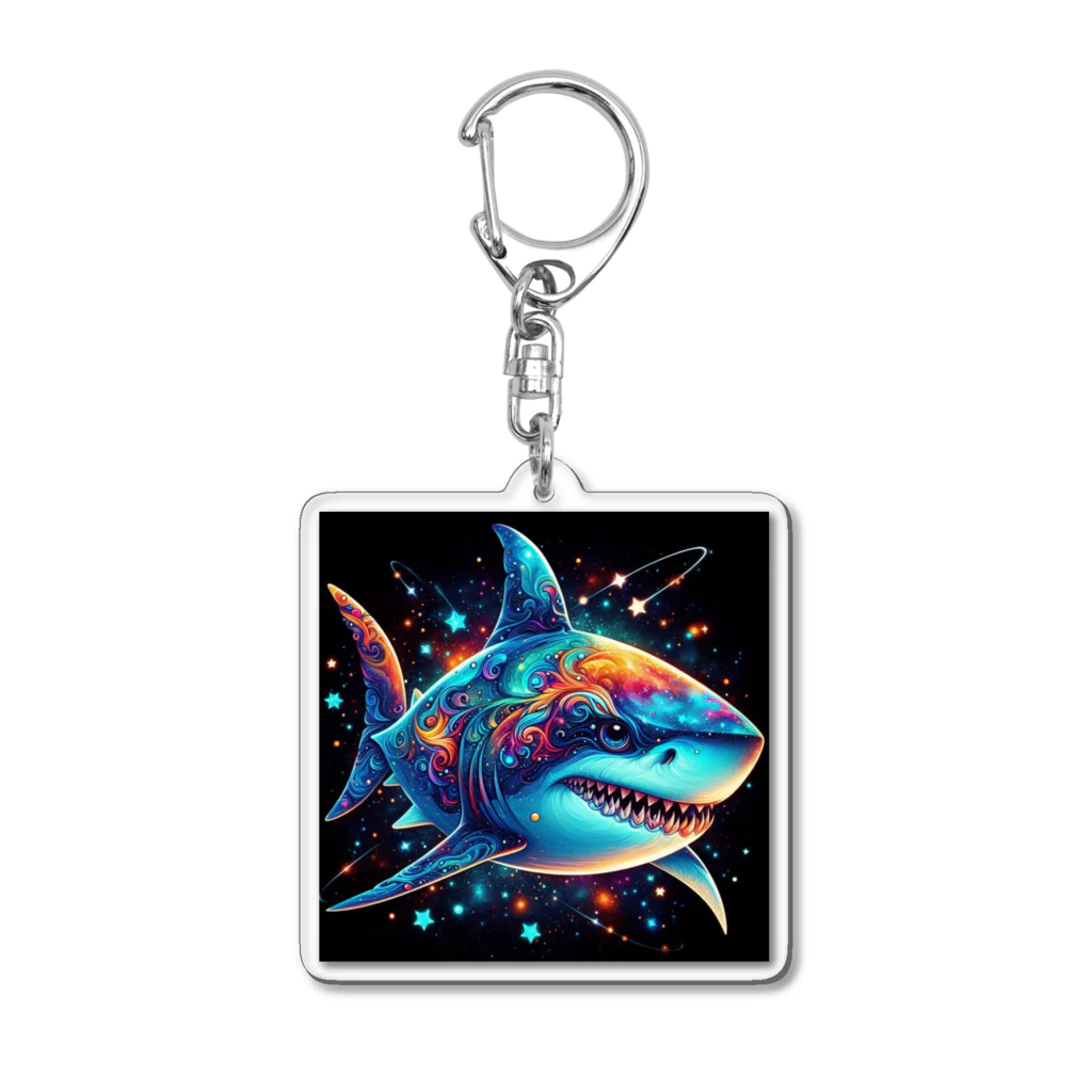 momoart8888の宇宙を泳ぐサメ君🦈💫🌠 Acrylic Key Chain