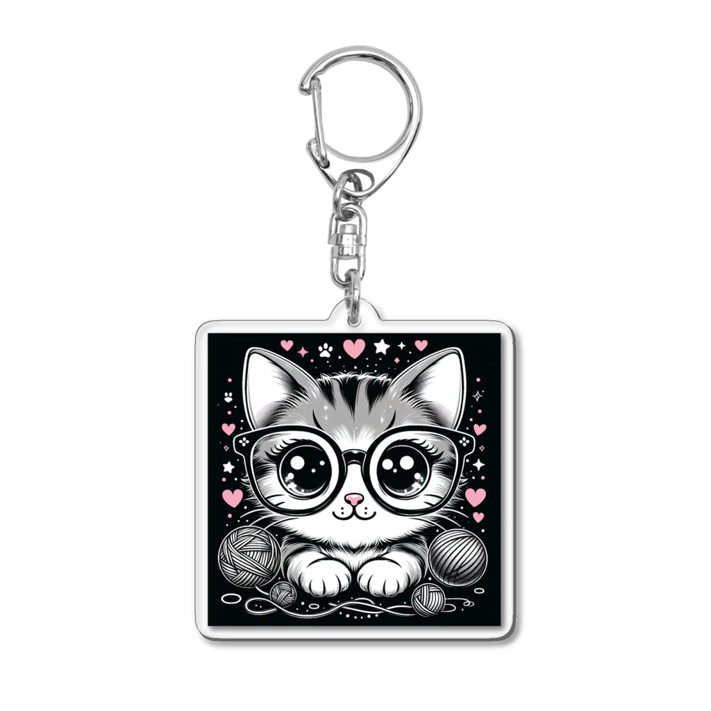 Tomo,s SHOPのネコのミミコ Acrylic Key Chain