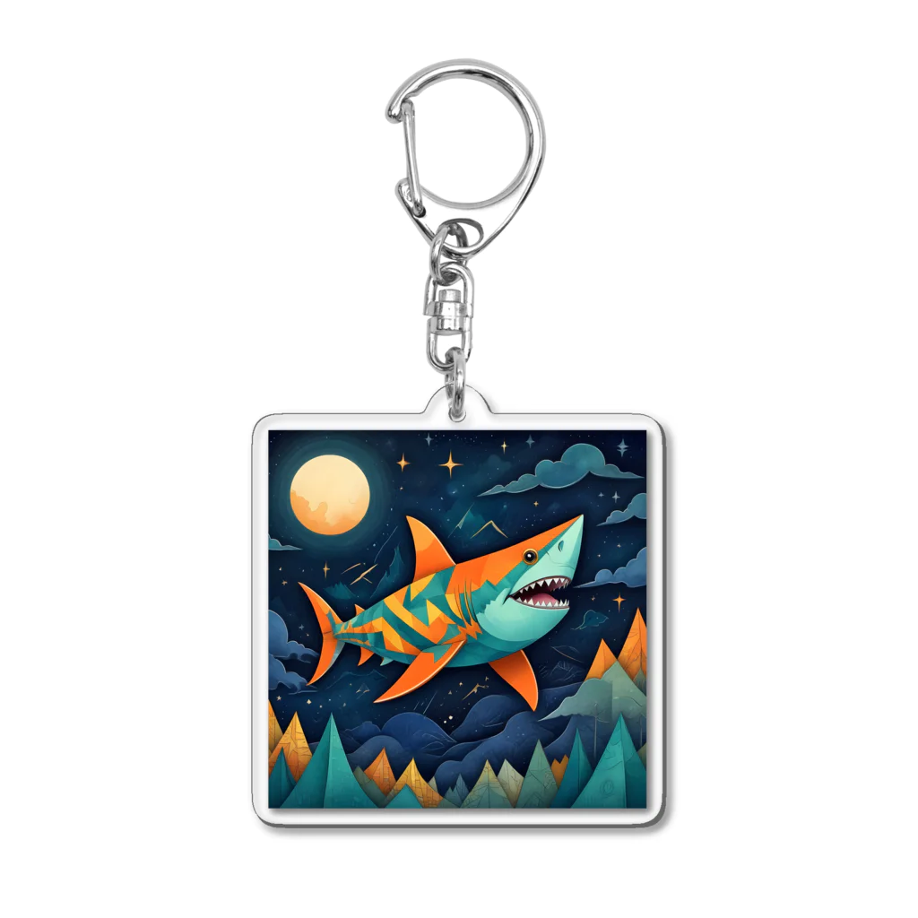 AI Fantasy Art ShopのFlying Shark Acrylic Key Chain