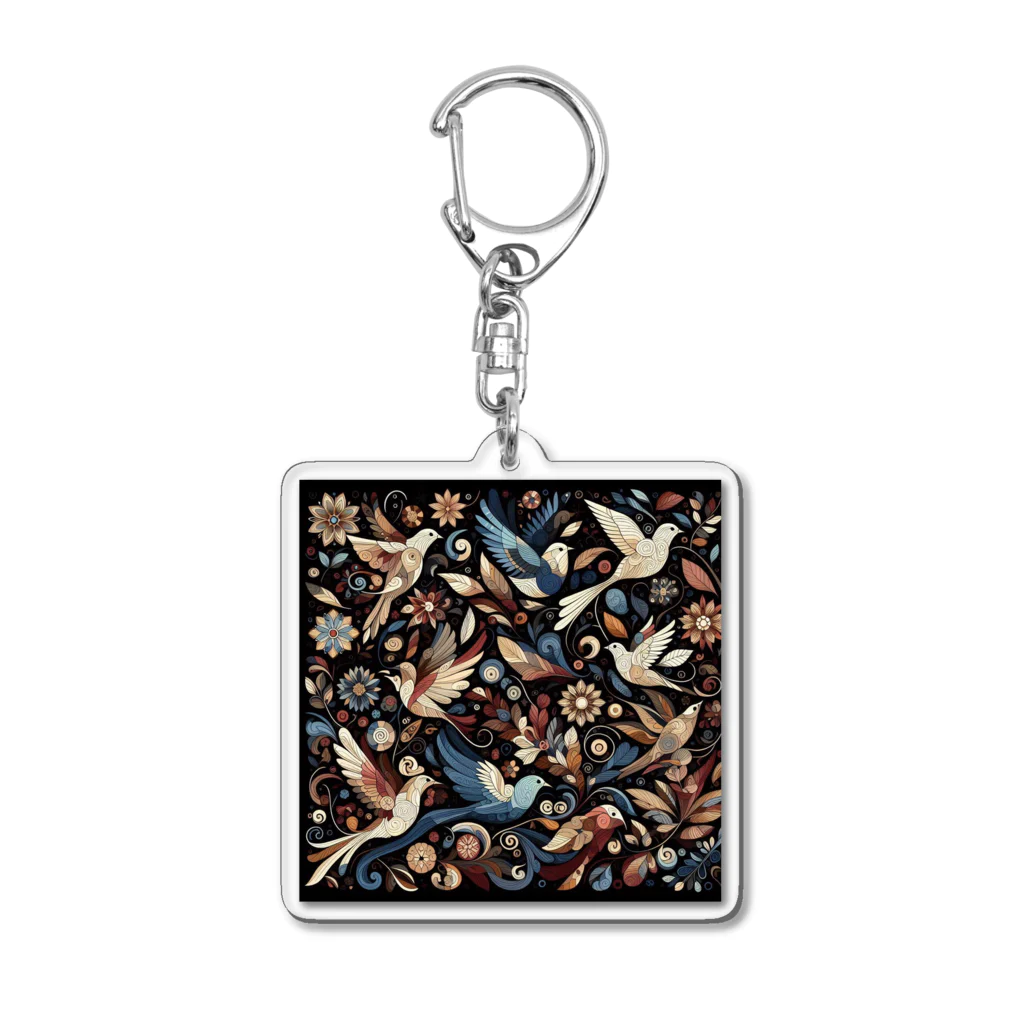 BONZEWORKSの花と鳥1 Acrylic Key Chain