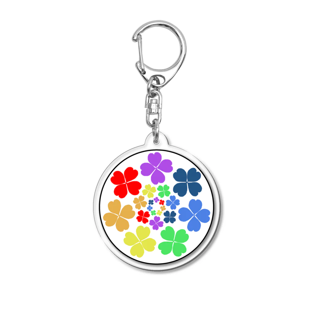 浪花のかず吉の虹色クローバー Acrylic Key Chain