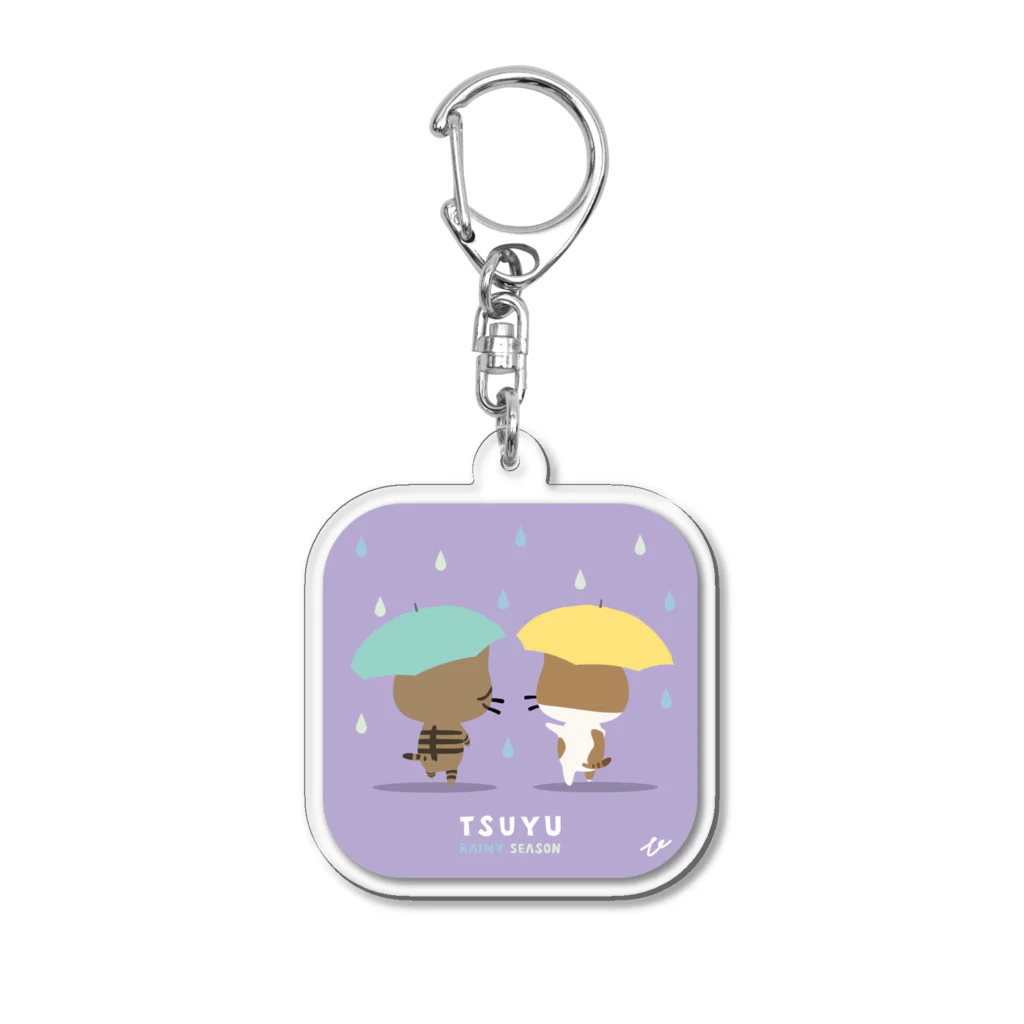 KIJISHIRO'S FACTORYの梅雨の時期に散歩しているキジシロ工場長 Acrylic Key Chain