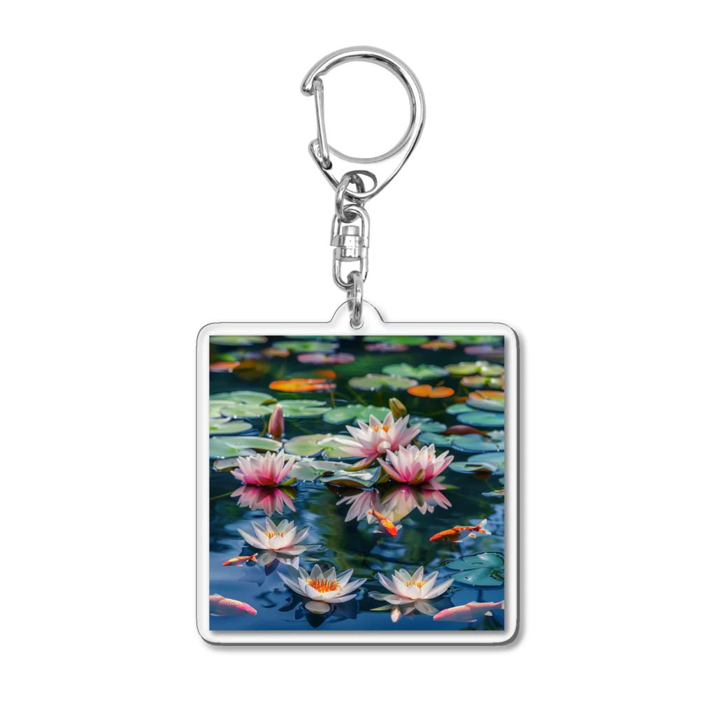 AQUAMETAVERSEの睡蓮と金魚和やかな風景　なでしこ1478 Acrylic Key Chain