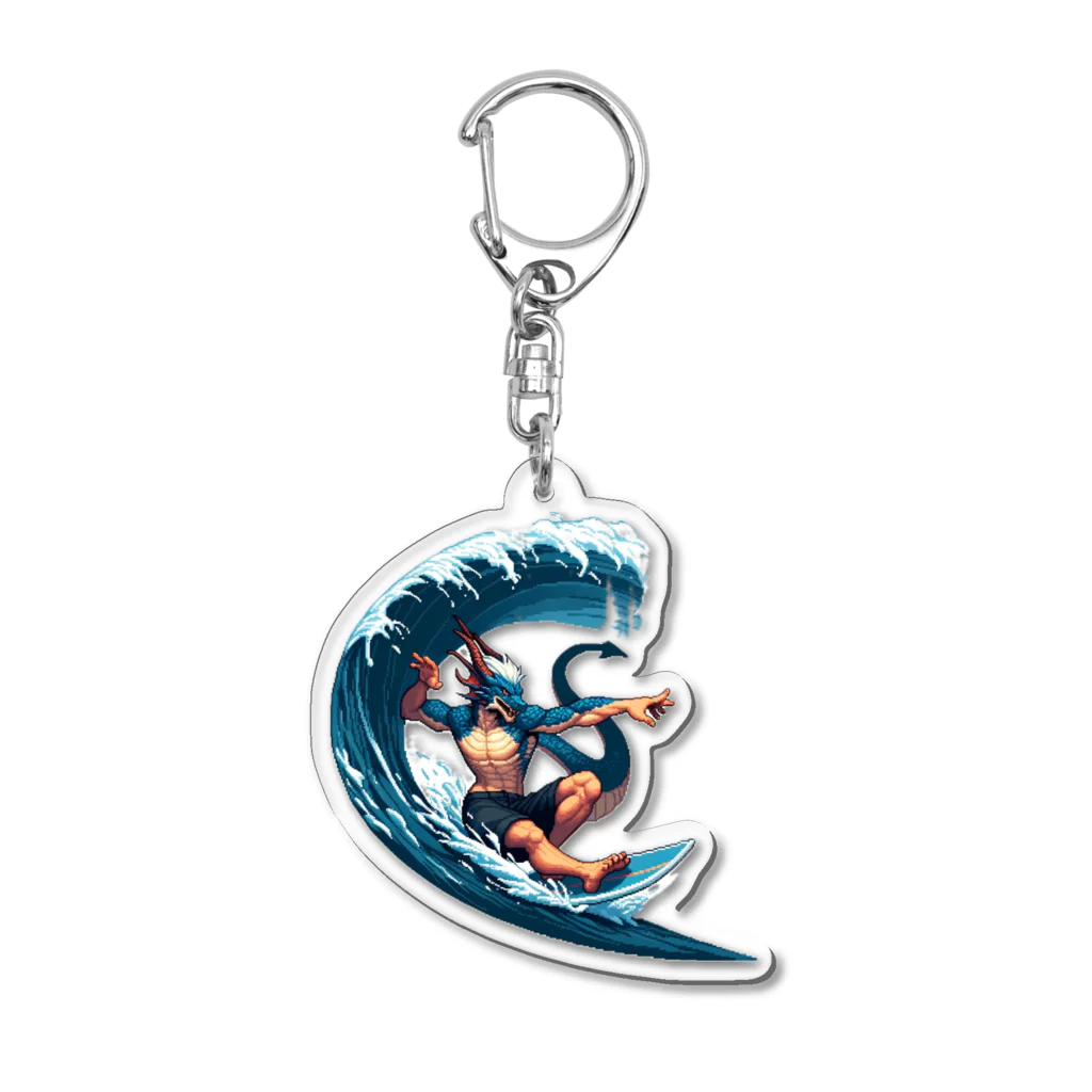 Isekai_animal_manの夏だ！ドラゴンもサーフィンだ Acrylic Key Chain