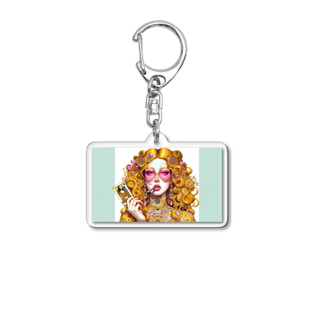 RoseTarot888ShopのGorgeous Gold Girl Acrylic Key Chain