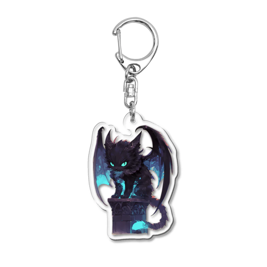 夏の朝の猫のガーゴイル Acrylic Key Chain