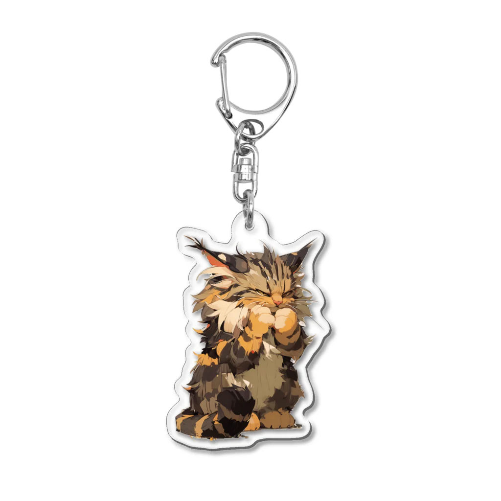 夏の朝のわるいかおのねこちゃん Acrylic Key Chain