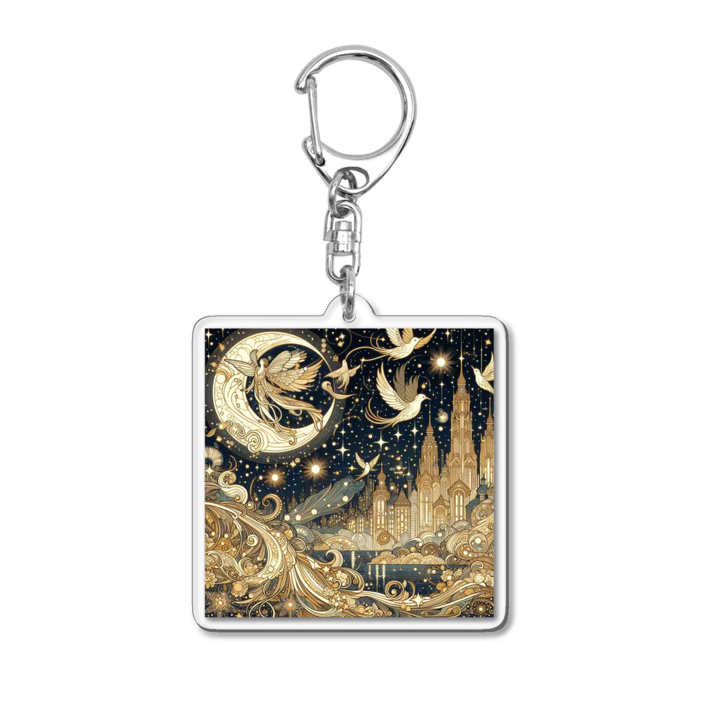 nico251の光り輝く金色の夜 Acrylic Key Chain