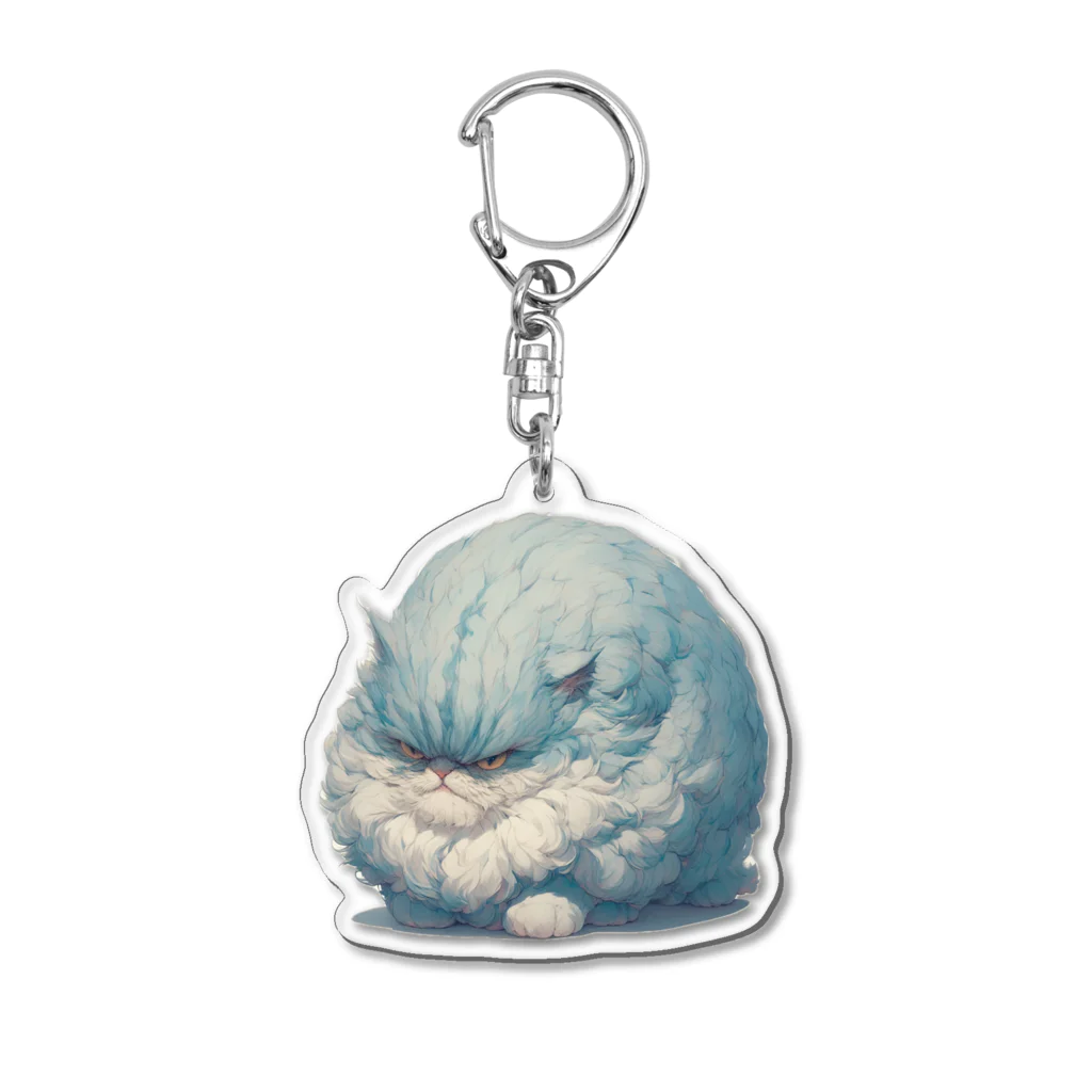 夏の朝のまんまるねこ Acrylic Key Chain