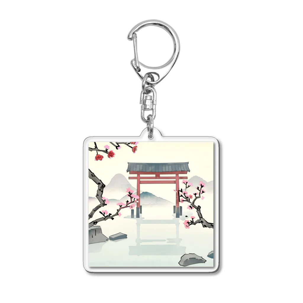 JoyfulMomentsCraftsの桜と鳥居　ー Cherry Blossoms and Torii ー アクリルキーホルダー